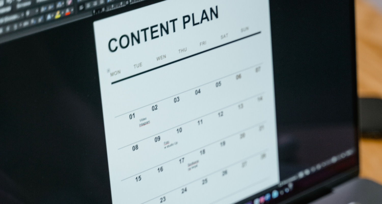 Content Calendar template on a laptop.